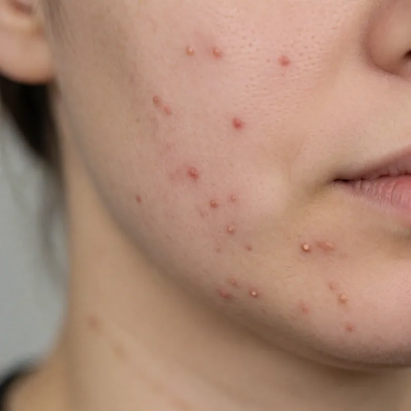 Illustrative image of acne — a generated illustration of a typical presentation, not a photograph of a patient