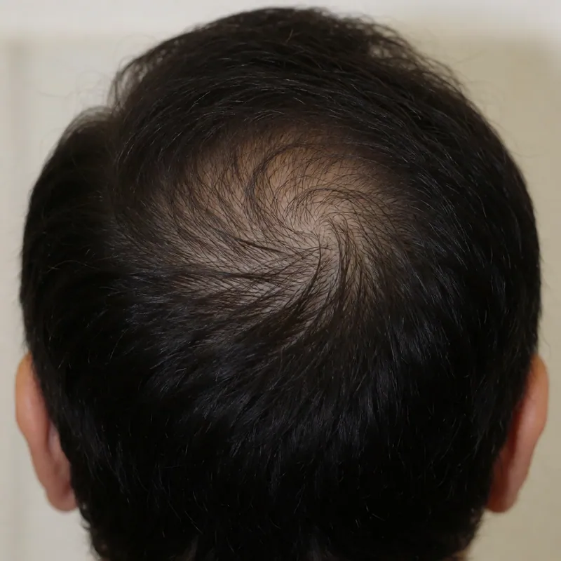 Illustrative image of hair loss — a generated illustration of a typical presentation, not a photograph of a patient