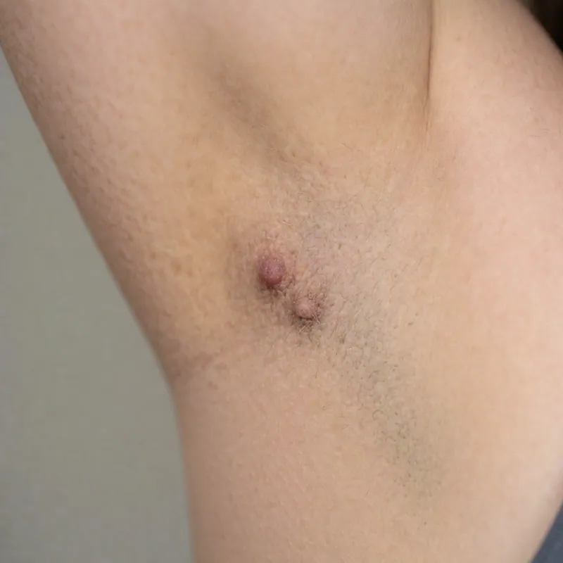 Illustrative image of hidradenitis suppurativa — a generated illustration of a typical presentation, not a photograph of a patient