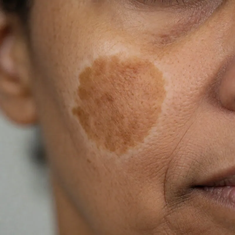 Illustrative image of melasma — a generated illustration of a typical presentation, not a photograph of a patient
