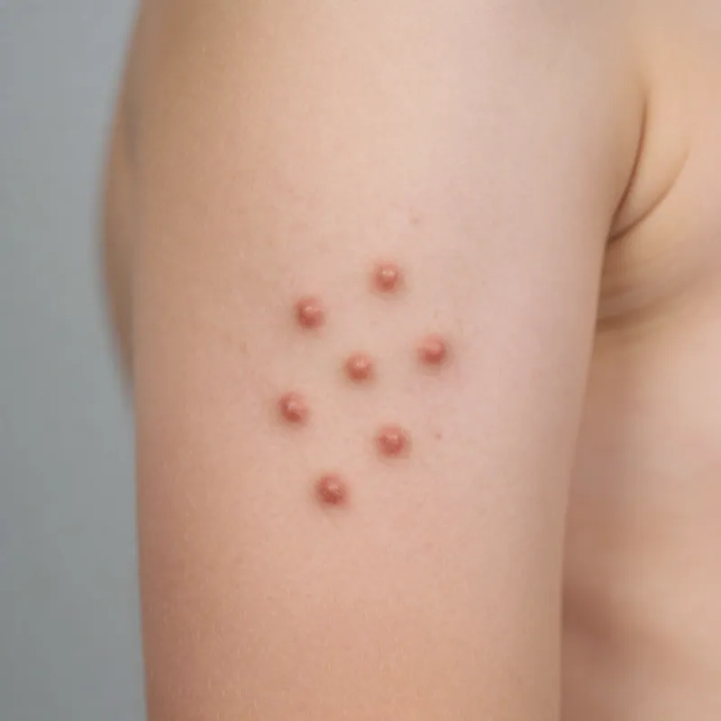 Illustrative image of warts & molluscum — a generated illustration of a typical presentation, not a photograph of a patient
