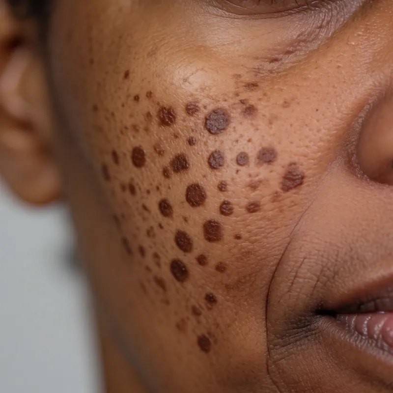 Illustrative image of marks after inflammation — a generated illustration of a typical presentation, not a photograph of a patient