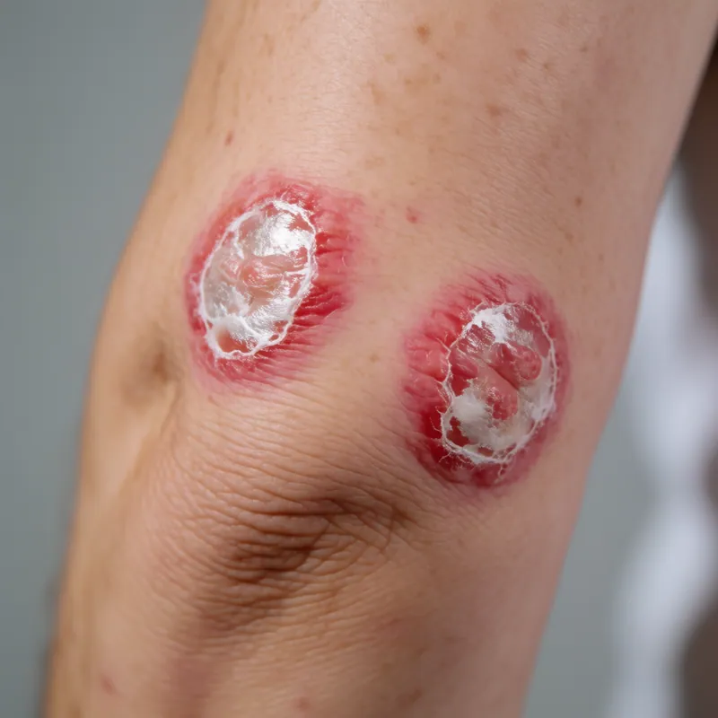 Illustrative image of psoriasis — a generated illustration of a typical presentation, not a photograph of a patient