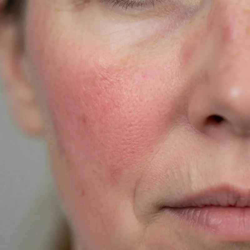 Illustrative image of rosacea — a generated illustration of a typical presentation, not a photograph of a patient