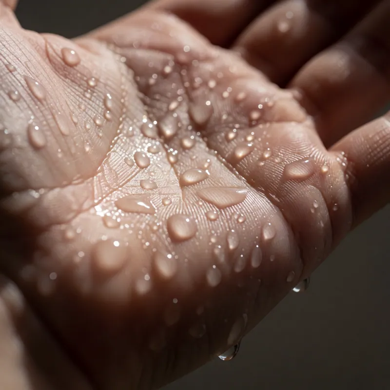 Illustrative image of excessive sweating — a generated illustration of a typical presentation, not a photograph of a patient