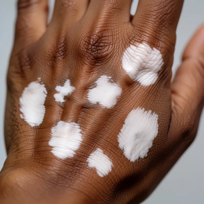 Illustrative image of vitiligo — a generated illustration of a typical presentation, not a photograph of a patient